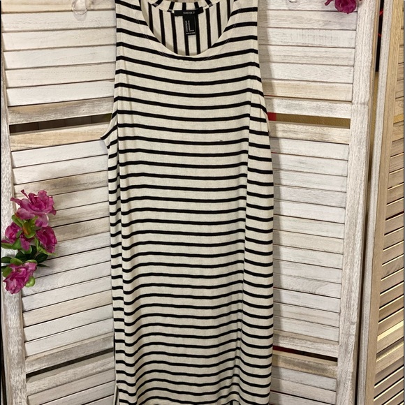 Creme & Black Striped Summer Tank Short Maxi Dress - Picture 2 of 7